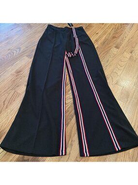 FASHION NOVA WOMENS 1XL BLACK RED STRIPED PANTS ZIPPER CLOSURE NEW